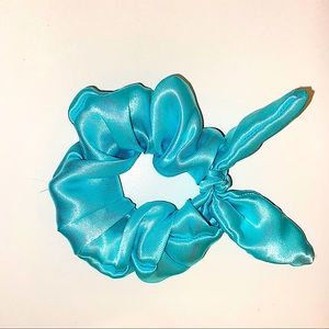 teal satin scrunchie